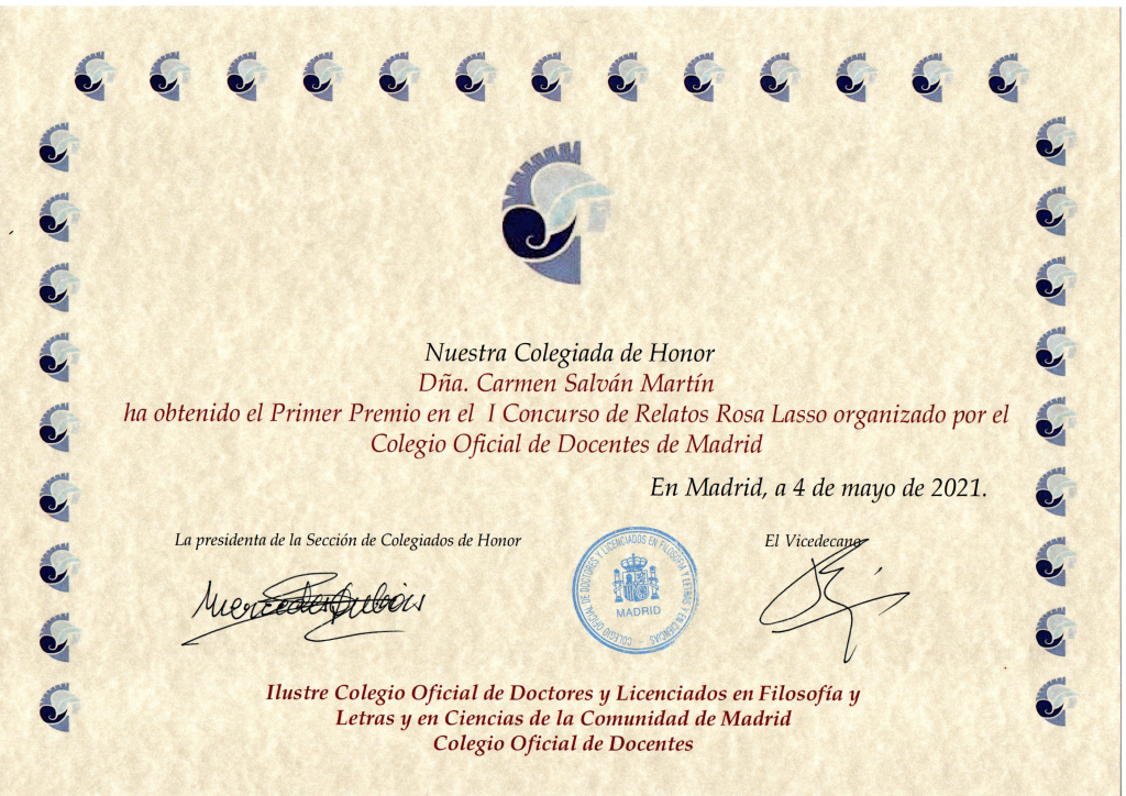 Relatos y pedagogía 5 Diploma premio